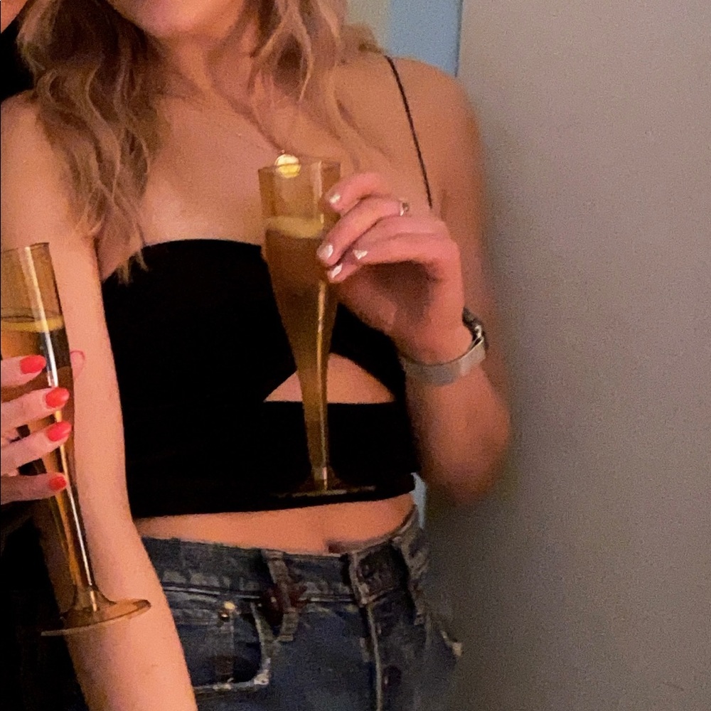 Black velvet crop top